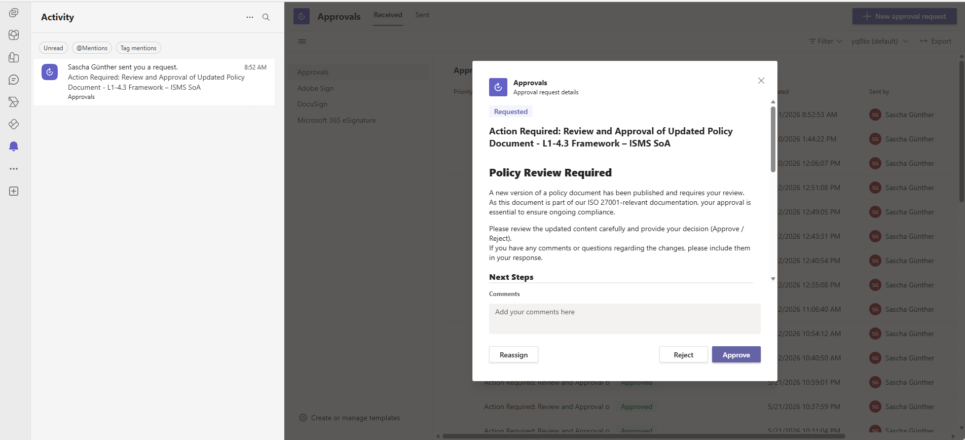 Microsoft Teams: Vollständige Ansicht der Approvals-Anfrage